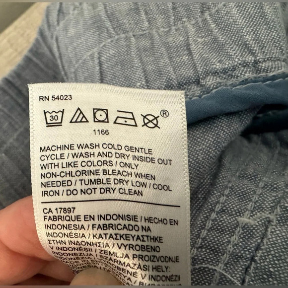 ATHLETA Cabo Linen Summer Resort Jogger Pants Chambray Blue Comfy Size 10 - Picture 8 of 11